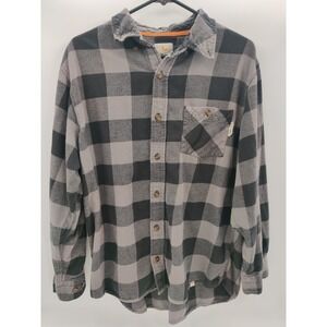 Field & Stream Mens Plaid Flannel Button Up Shirt Long Sleeve XL Black Gray